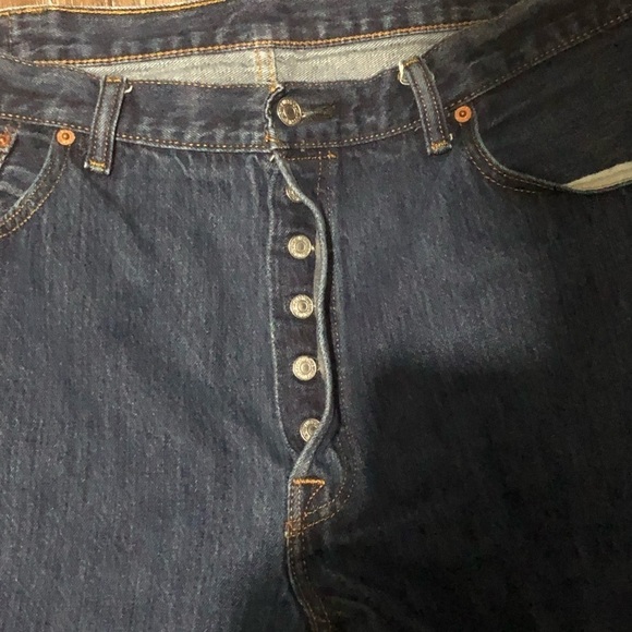 Levi's 501 Jeans Men's 40x29 Button Fly Dark Wash Relaxed Straight Leg Baggy - Picture 2 of 7